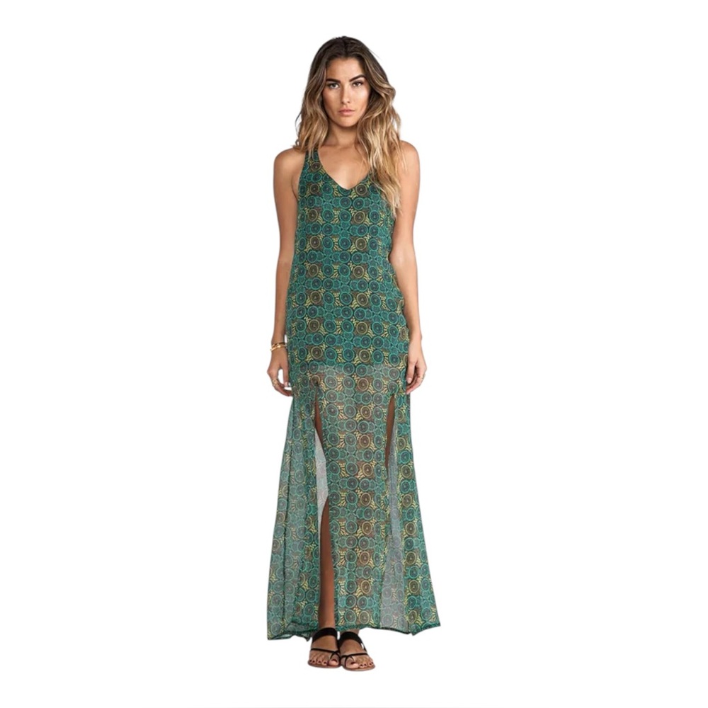 RVCA Maxi Racerback Dress Summer Festival Medium Flowy Chiffon